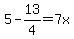 5-13%2F4=7x