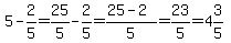 5-2%2F5=25%2F5-2%2F5=%2825-2%29%2F5=23%2F5=4%263%2F5