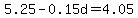 5.25-0.15d=4.05