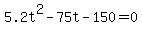 5.2t%5E2+-+75t+-+150+=+0