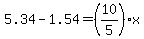 5.34-1.54=%2810%2F5%29x