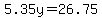 5.35y=26.75