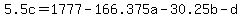 5.5c=1777-166.375a-30.25b-d