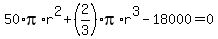 50%2Api%2Ar%5E2%2B%282%2F3%29pi%2Ar%5E3-18000=0