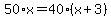 50%2Ax=40%2A%28x%2B3%29