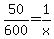 50%2F600=1%2Fx