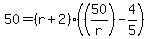 50=%28r%2B2%29%28%2850%2Fr%29-4%2F5%29