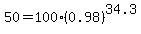 50=100%2A%280.98%29%5E34.3