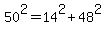 50%5E2+=+14%5E2+%2B+48%5E2