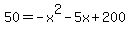 50+=++-+x%5E2-+5x%2B200+