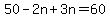 50-2n%2B3n=60