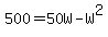 500=50W-W%5E2