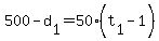 500+-+d%5B1%5D+=+50%2A%28t%5B1%5D+-+1%29