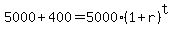 5000%2B400=5000%281%2Br%29%5Et