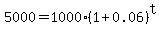 5000=1000%281%2B0.06%29%5Et