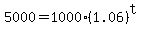 5000=1000%281.06%29%5Et