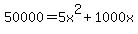 50000.00=5x%5E2%2B1000x
