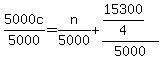 5000c%2F5000+=+n%2F5000+%2B+%2815300%2F4%29%2F5000