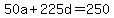 50a%2B225d+=+250