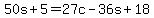 50s%2B5=27c-36s%2B18