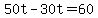 50t-30t=60