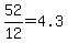 52%2F12+=+4.3