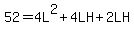 52=4L%5E2%2B4LH%2B2LH