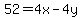 52=4x-4y