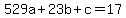 529a%2B23b%2Bc=17