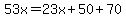 53x=23x%2B50%2B70