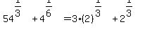 54%5E%281%2F3%29%2B4%5E%281%2F6%29=3%2A%282%29%5E%281%2F3%29%2B2%5E%281%2F3%29
