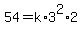 54+=+k%2A3%5E2%2A2