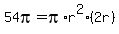 54pi=+pi%2Ar%5E2%282r%29