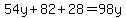 54y%2B82%2B28=98y