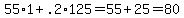 55%2A1%2B.2%2A125=55%2B25=80