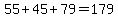 55%2B45%2B79=179