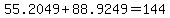 55.2049%2B88.9249=144