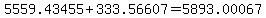 5559.43455%2B333.56607=5893.00067