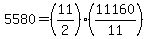 5580=%2811%2F2%29%2811160%2F11%29