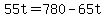 55t+=+780+-+65t