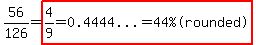 56%2F126=highlight%284%2F9=%220.4444...%22=%2244%25%28rounded%29%22%29