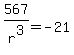 567%2Fr%5E3=-21
