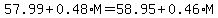 57.99%2B0.48%2AM=58.95%2B0.46%2AM