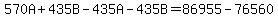 570A%2B435B-435A-435B=86955-76560