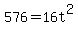 576+=+16t%5E2