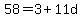 58+=+3%2B11d