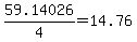59.14026%2F4+=+14.76