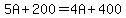 5A%2B200=4A%2B400