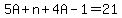5A%2Bn%2B4A-1=21