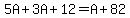 5A+%2B+3A+%2B+12+=+A+%2B+82